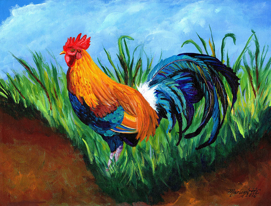 Sugar Cane Rooster Painting by Marionette Taboniar