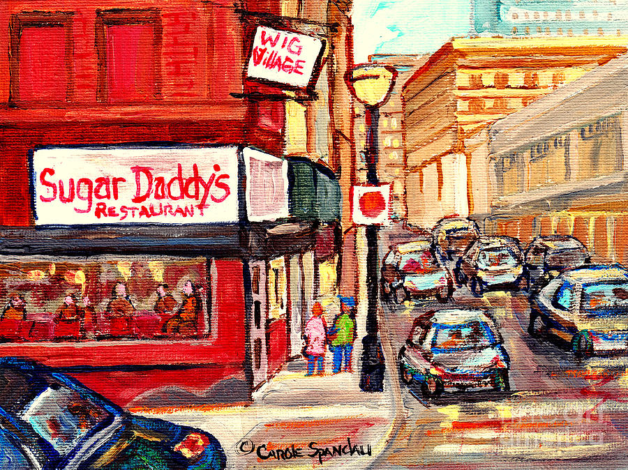 Sugar Daddys Soul Food Chicken N Ribs Deli Diner C Spandau Paints Best Restaurant Street Scene Art Painting by Carole Spandau