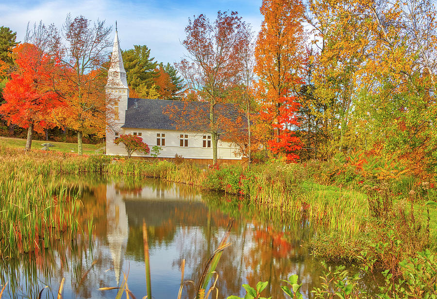 Sugar Hill New Hampshire Fall Foliage St Matthews Chapel Photograph by Juergen Roth