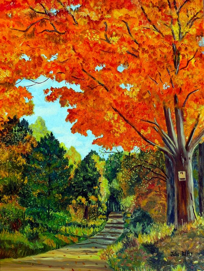 Sugar Maple Lane   Fall Painting by Julie Brugh Riffey