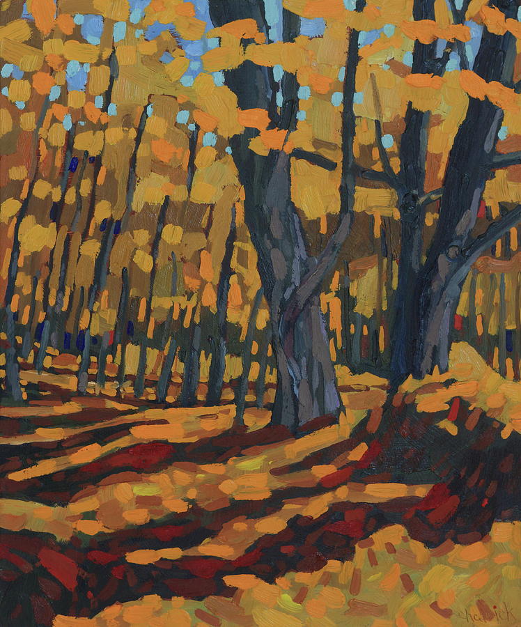 Fall Painting - Sugar Maple Tree Tunnel in Autumn by Phil Chadwick