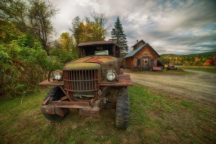 Sugar Shack and Antique Ford in Autumn Photograph by Joann Vitali