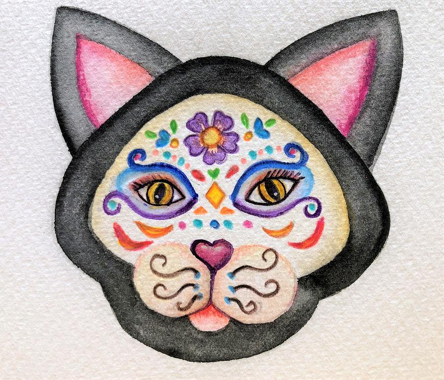 Sugar skull cat Painting by Teresa Espinosa Fine Art America