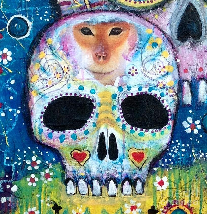 Sugar Skull - Colorful Exotic Rare Painting by Karen Hickerson - Pixels