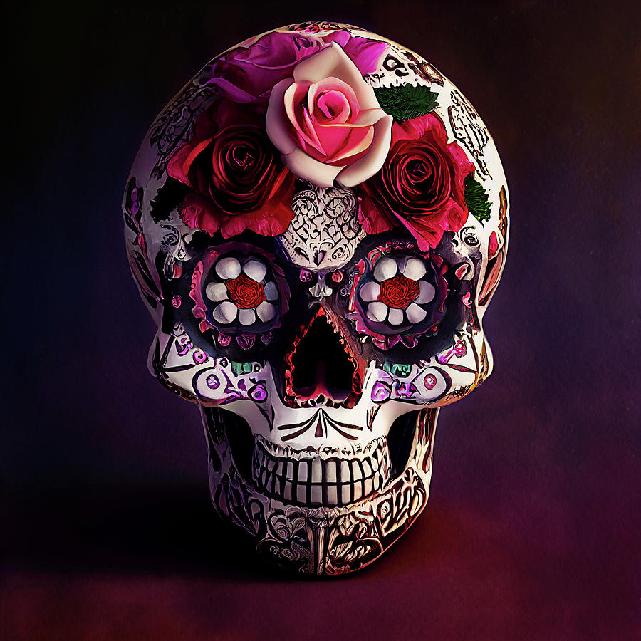 Sugar Skull - Day of the Dead Digital Art by Peggy Collins