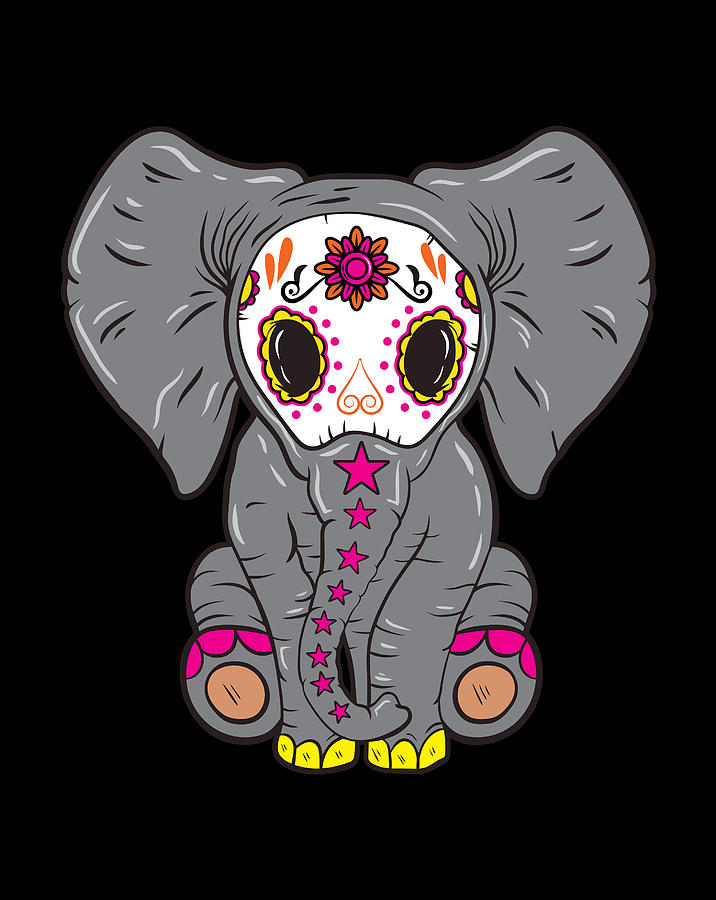 sugar skull elephant figurine