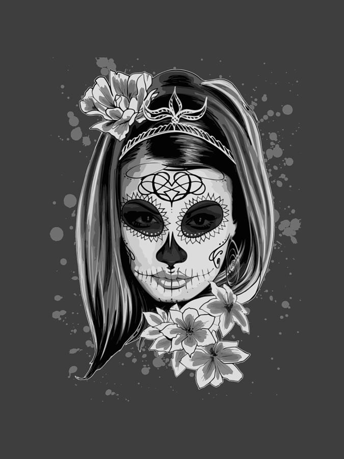 Sugar Skull Woman Grayscale Digital Art By Julian Stenzel Fine Art America