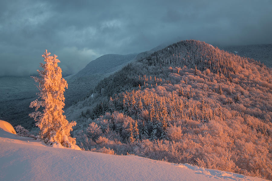 Sugarloaf Cloudy Alpenglow Photograph by White Mountain Images