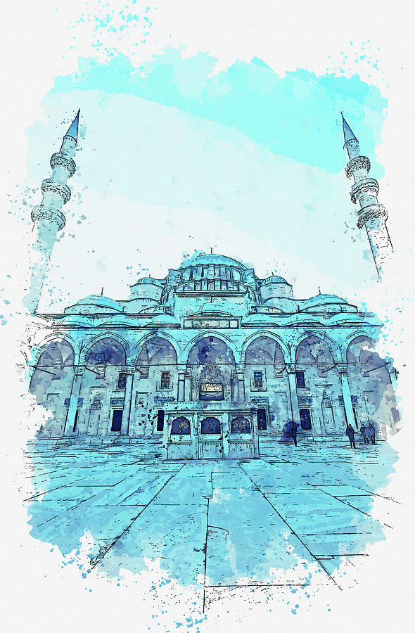 Suleymaniye Mosque, ca 2021 by Ahmet Asar, Asar Studios Painting by Celestial Images