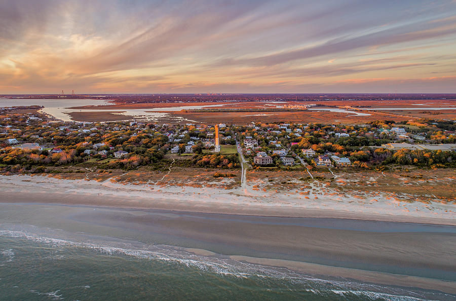Sullivans Island Golden Hour Aerial  Photograph by Donnie Whitaker