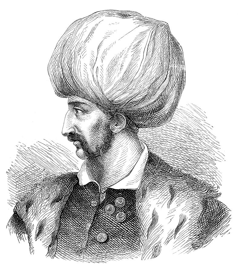 Sultan Suleiman I of the Ottoman Empire portrait illustration 1882 Drawing by Grafissimo
