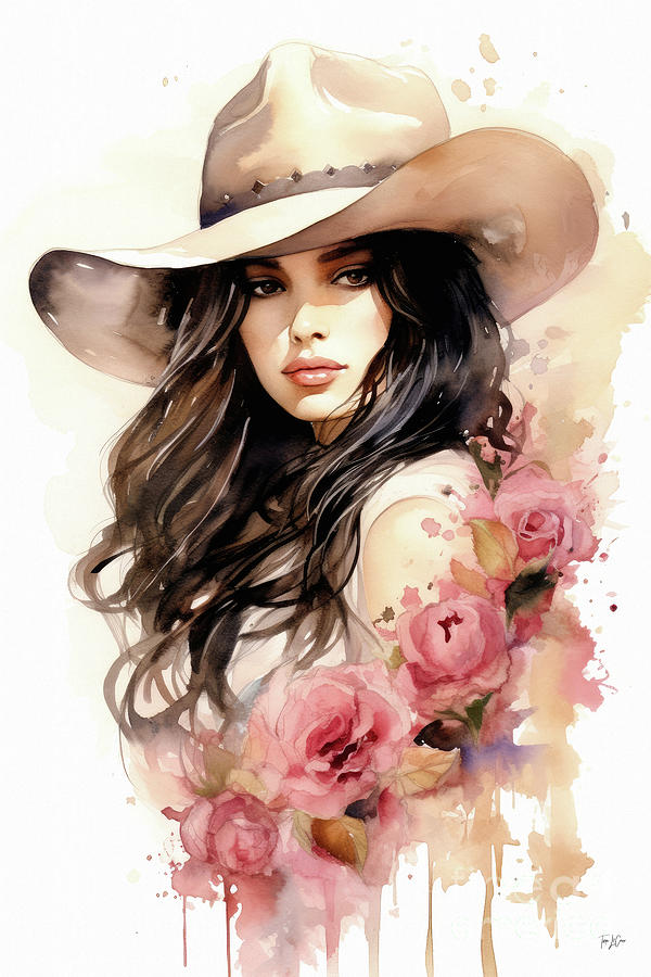 Sultry Cowgirl 3 Painting by Tina LeCour