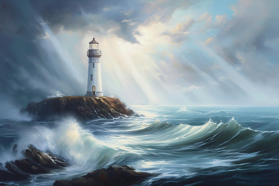 Sunbeams On The Lighthouse Photograph by Athena Mckinzie - Fine Art America