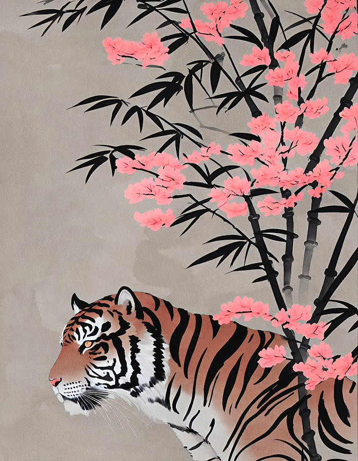 Sumi-E Japan Tiger Painting Digital Art by Juka Artist - Fine Art America