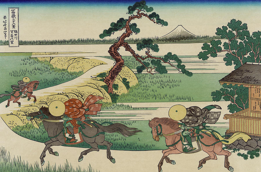 Sumidagawa Sekiya No Sato - Thirty Six Views of Mount Fuji - Hokusai Painting by War Is Hell Store