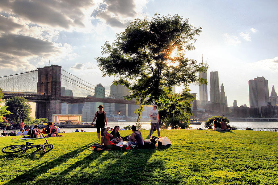 Summer Afternoon by the Brooklyn Bridge - A New York Impression Photograph by Steve Ember