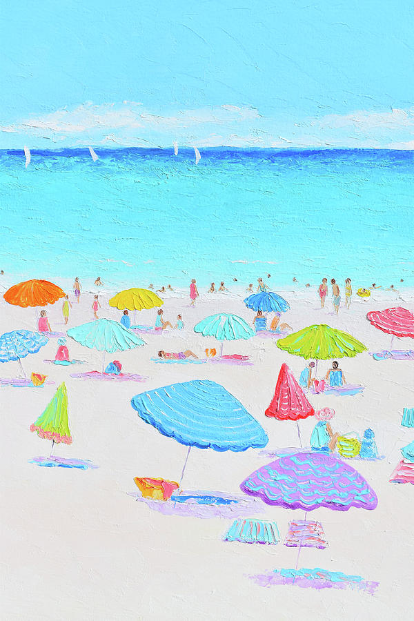 Summer Beach Crowds Painting by Jan Matson