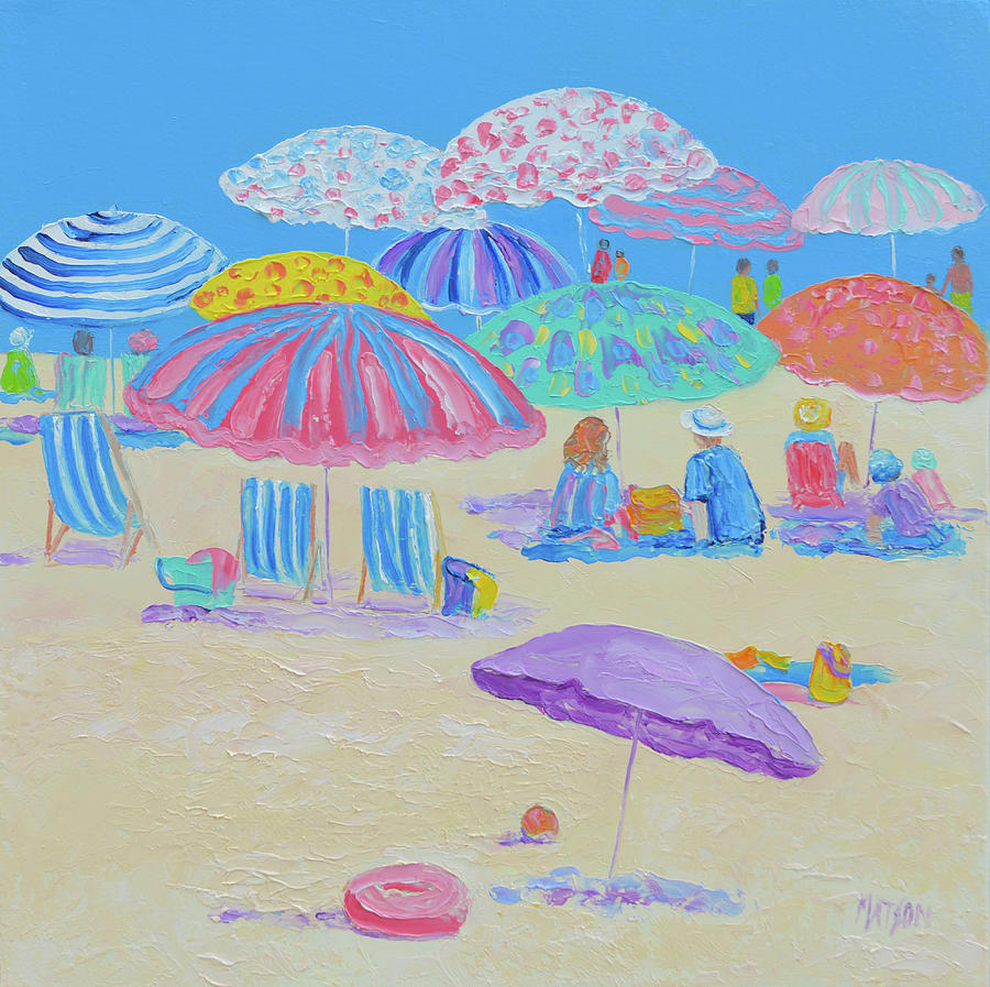 Summer Beach Days, beach scene Painting by Jan Matson