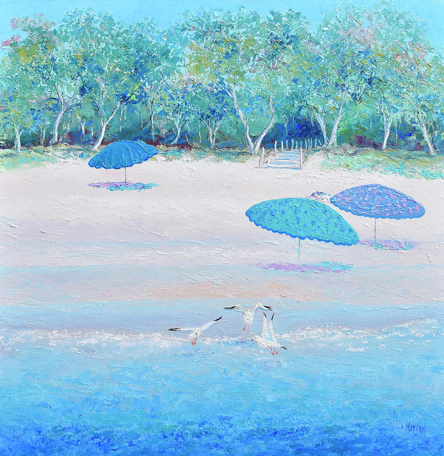 Summer Beach Scene painting Painting by Jan Matson