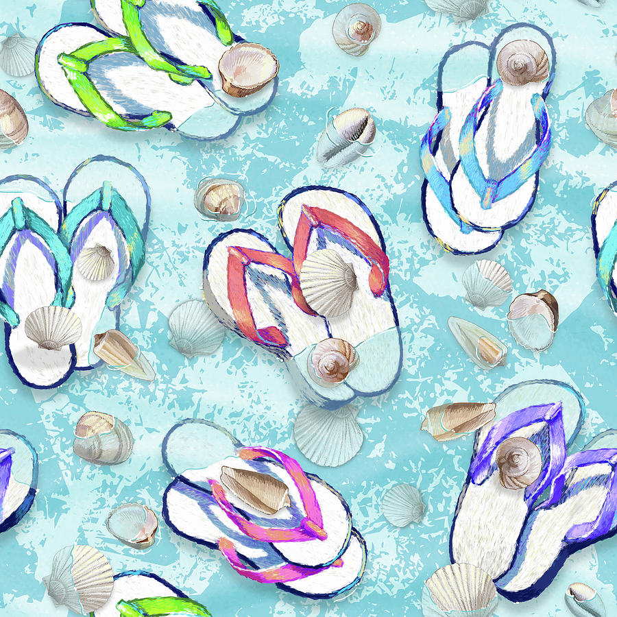 Shell Digital Art - Summer Beachcomber Seashells by L Diane Johnson