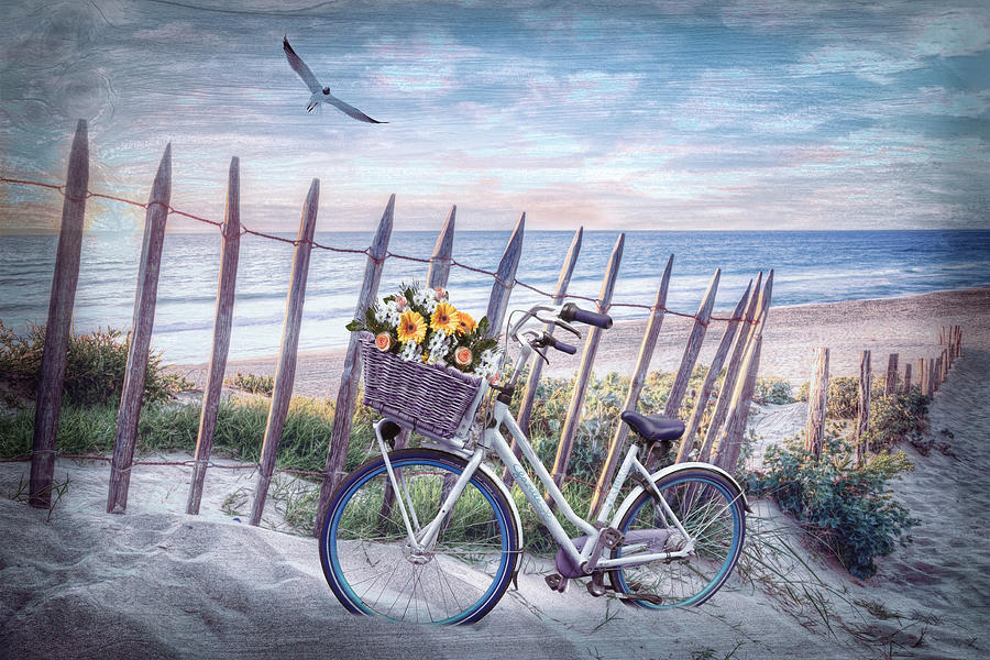 Summer Bicycle at Sunset Softly Textured Photograph by Debra and Dave Vanderlaan
