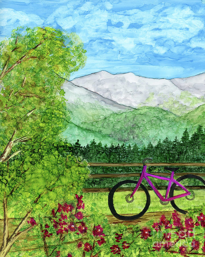 Summer Biking Painting by Julie Greene-Graham