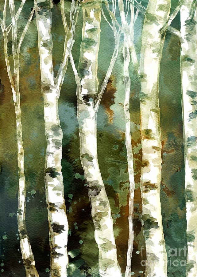 Summer Painting - Summer birch forest painting by Green Palace