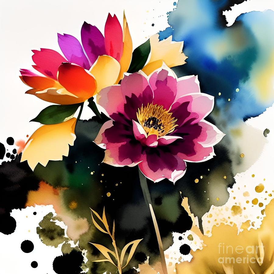 Summer Blossoms - vibrant watercolori Digital Art by Bonnie Bruno