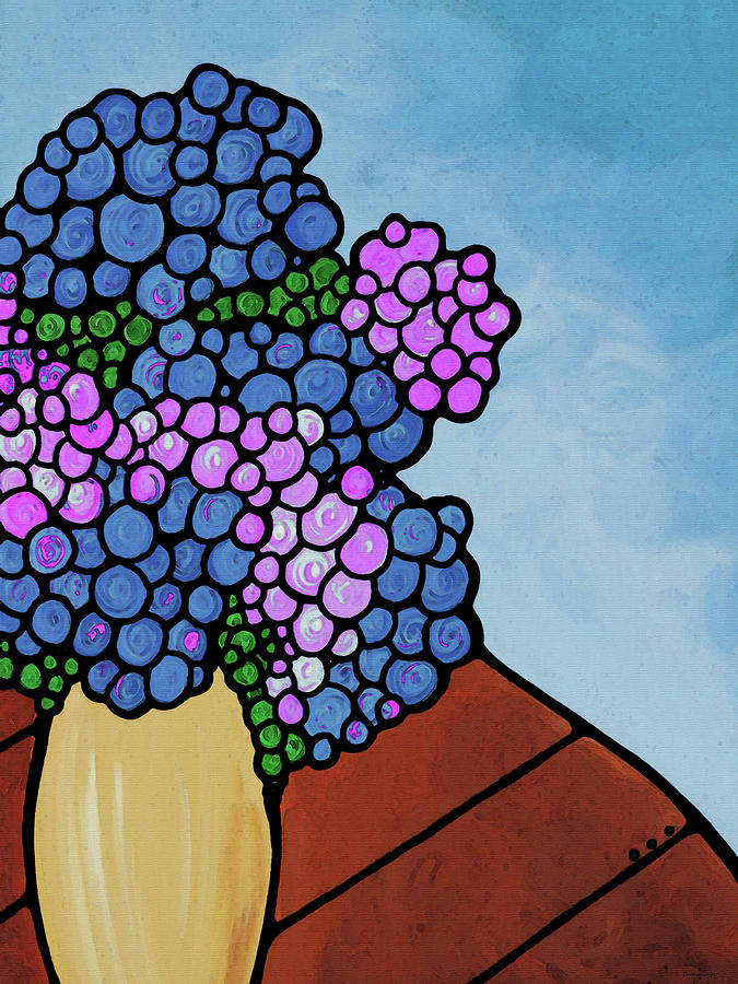 Abstract Flowers Painting - Summer Blues - Hydrangea Flower Art by Sharon Cummings Abstract Flowers Painting - Summer Blues - Hydrangea Flower Art by Sharon Cummings