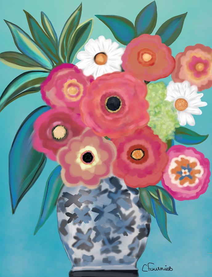 Summer Bouquet Painting by Christine Fournier