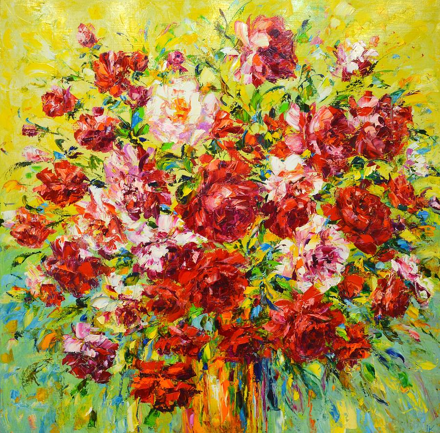 	Summer bouquet of roses. Painting by Iryna Kastsova