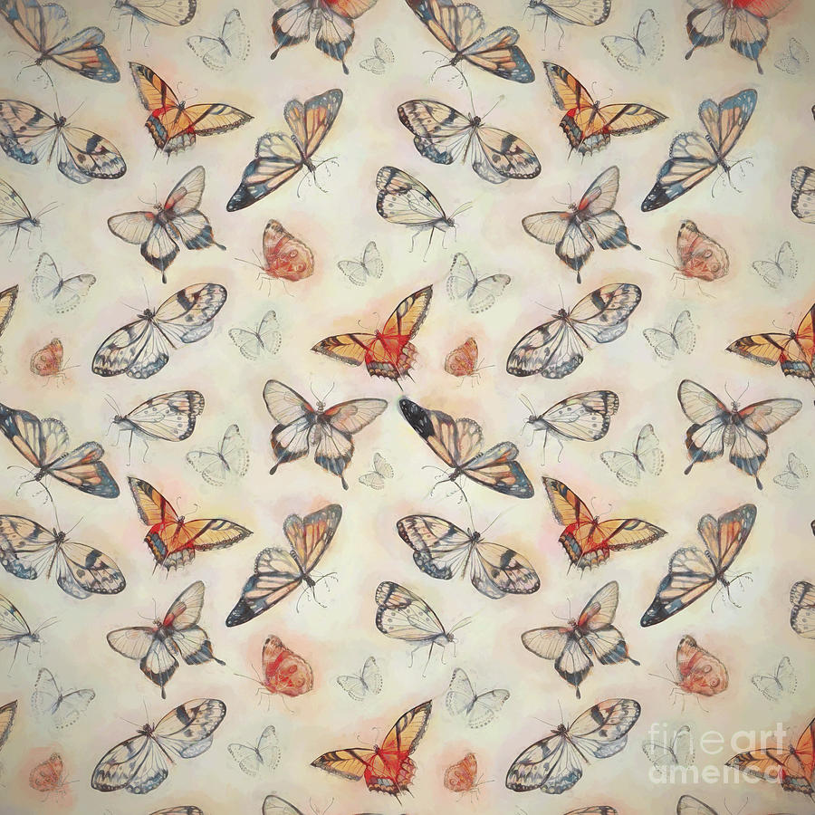 Abstract Mixed Media - Summer Butterfly Pattern by Amanda Jane