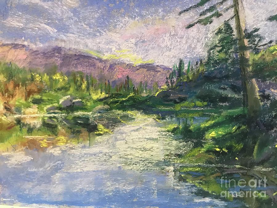 Summer by the lake Pastel by Nancy Anton