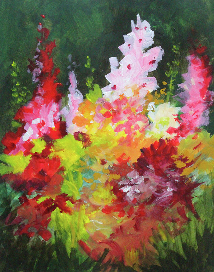 Summer Color Garden Painting by Nancy Merkle