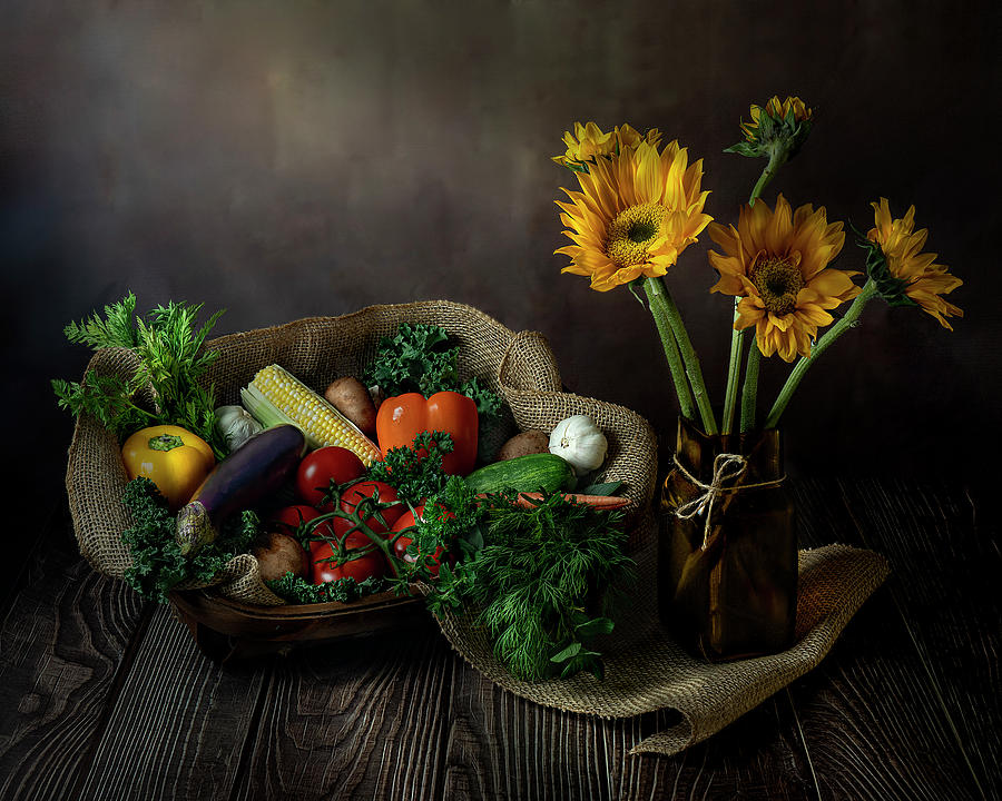 Summer Colors with Sunflowers  Still Life Photograph by Lily Malor
