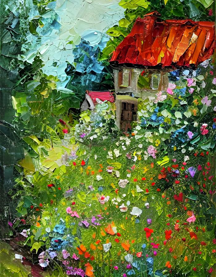 Summer Cottage II Painting by Bonnie Bruno