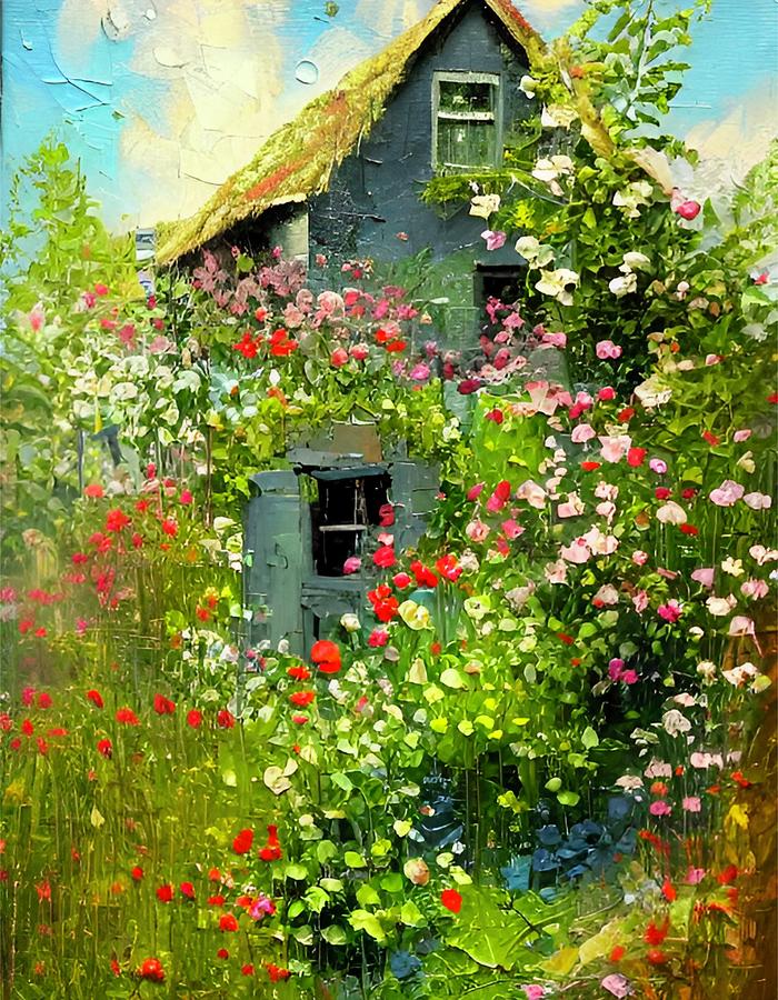 Summer Cottage I Painting by Bonnie Bruno
