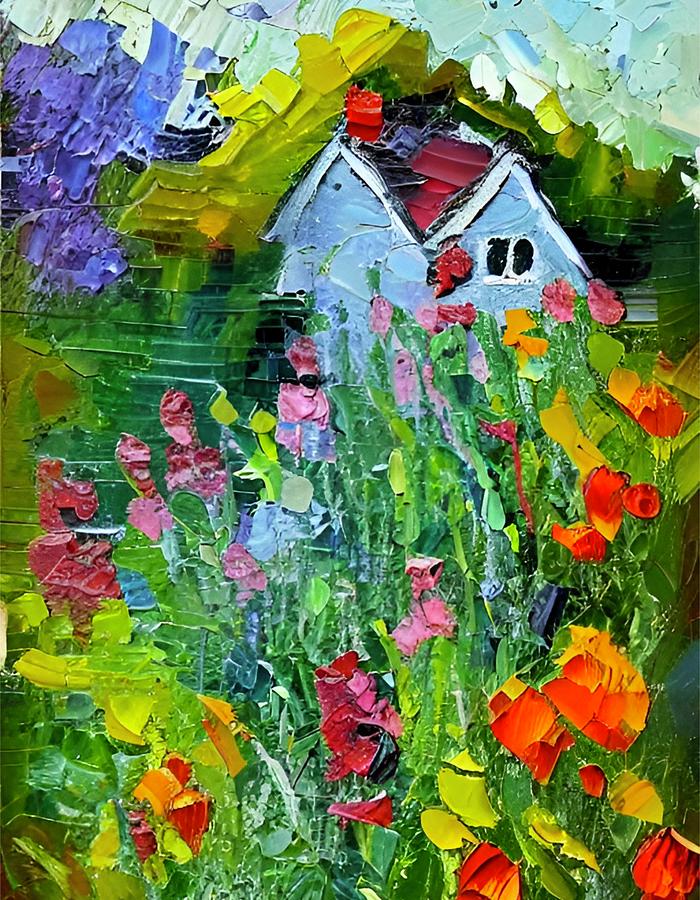 Summer Cottage III Painting by Bonnie Bruno