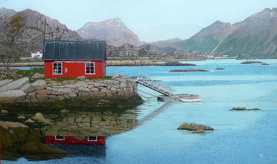 Summer Cottage in Ballstad Painting by Sam Hall