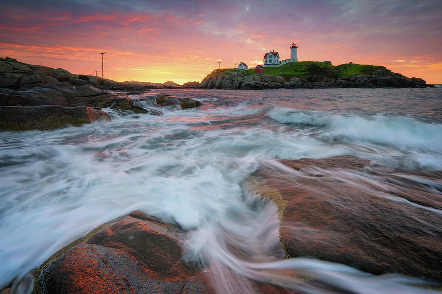 Summer Dawn at Cape Neddick Lighthouse Photograph by Kristen Wilkinson