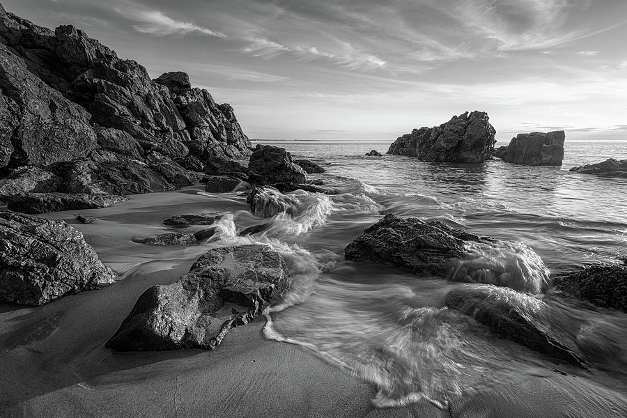 Summer Day at Marginal Way in Black and White Photograph by Kristen Wilkinson