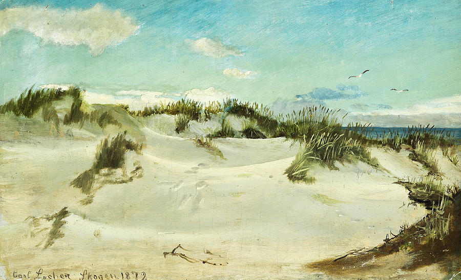 Summer day in the dunes at Skagen beach Painting by Carl Locher - Fine ...