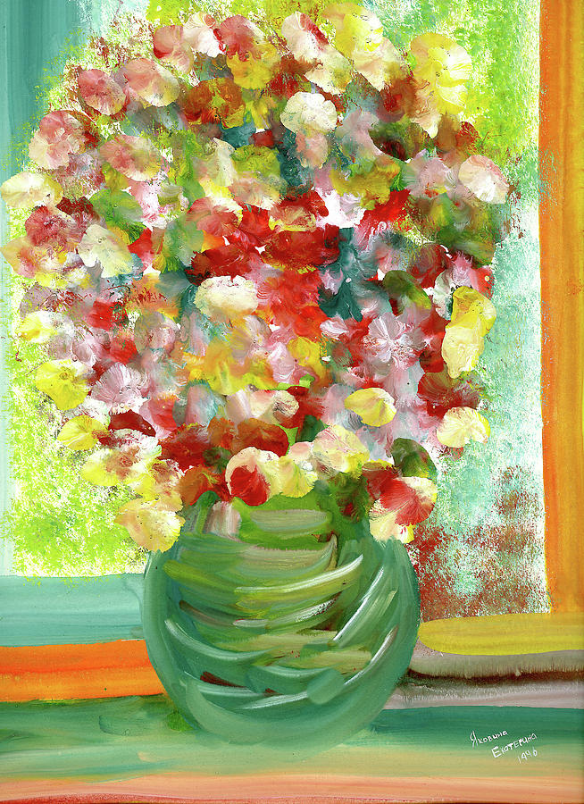 Summer Day with bouquet of flowers Painting by Ekaterina Yakovina