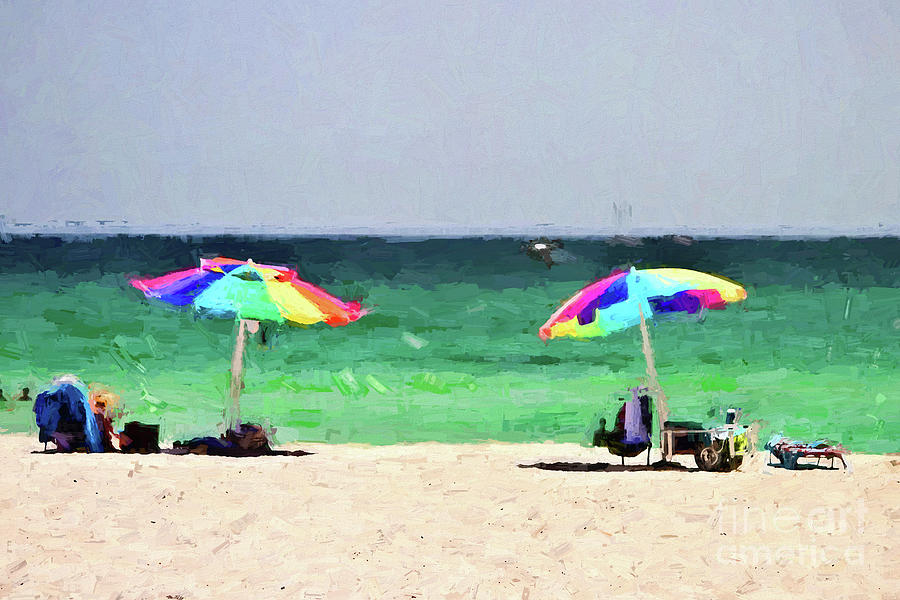 Summer Days at the Beach - digital painting Photograph by Scott Pellegrin