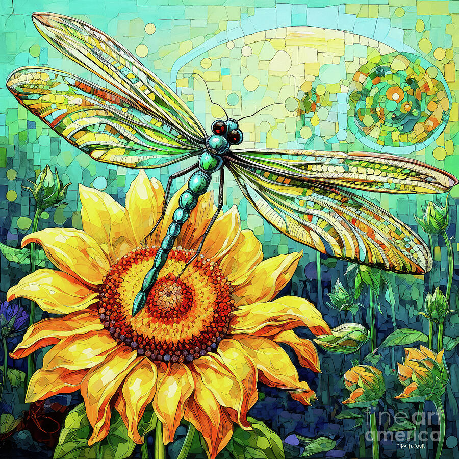 Summer Dragonfly Painting by Tina LeCour