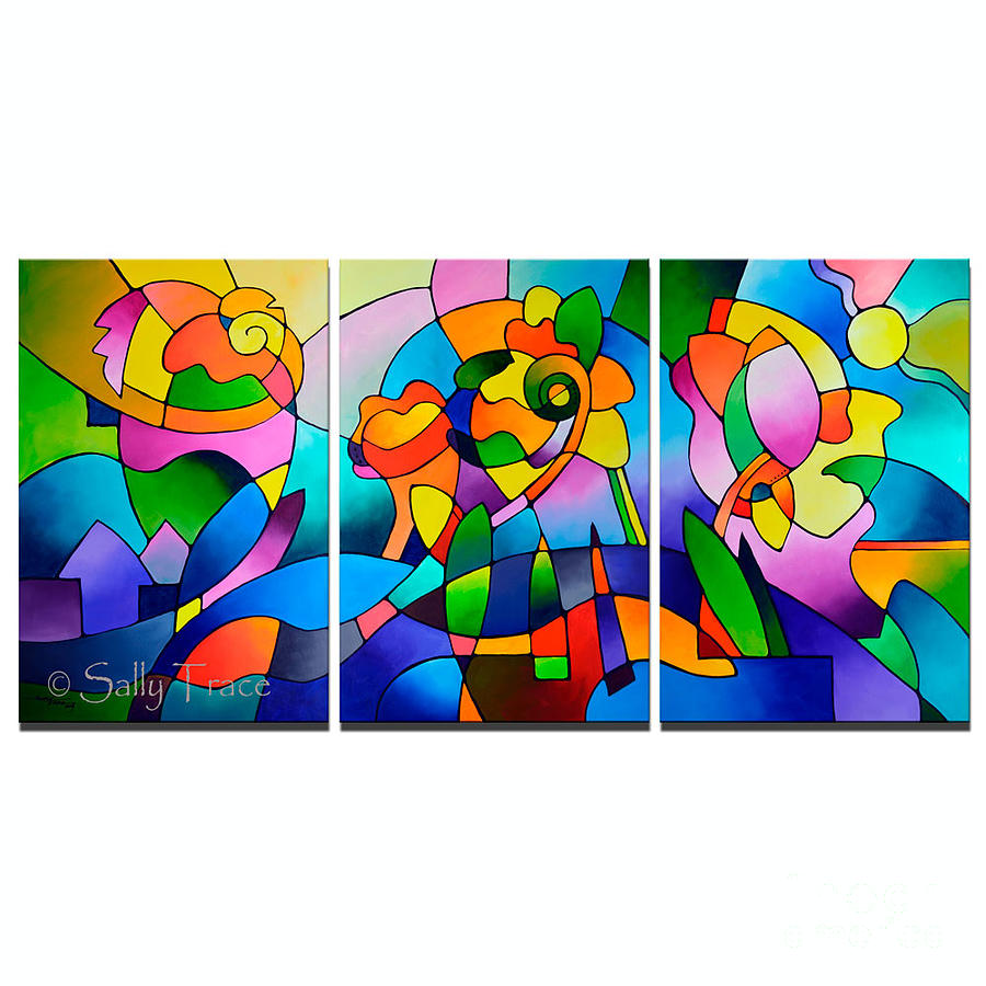 Summer Dream, Triptych Painting Painting by Sally Trace