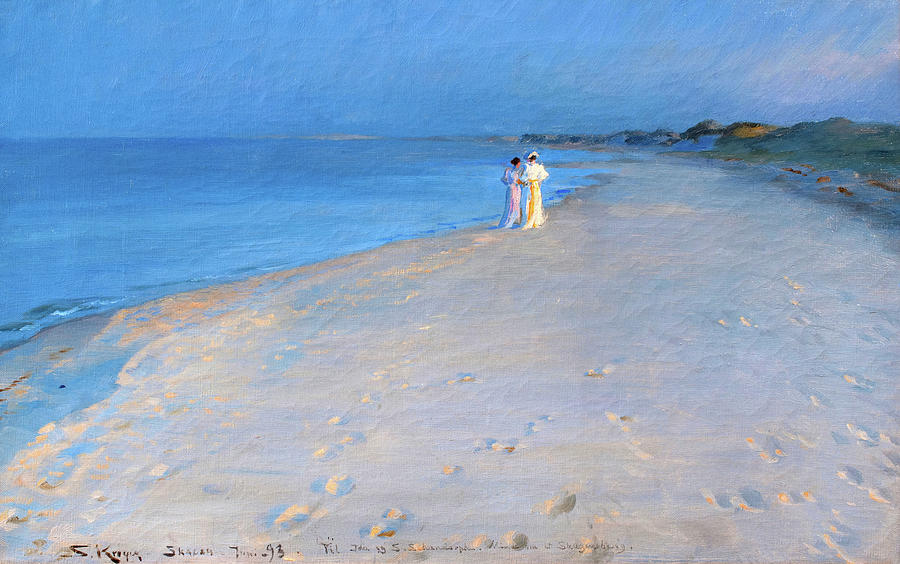 Summer Evening At The South Beach Skagen Anna Ancher And Marie Kroyer