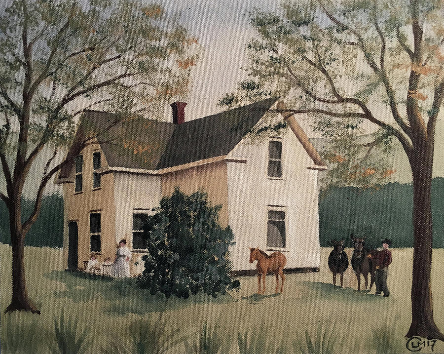 Summer Farmhouse Painting by Lisa Curry Mair