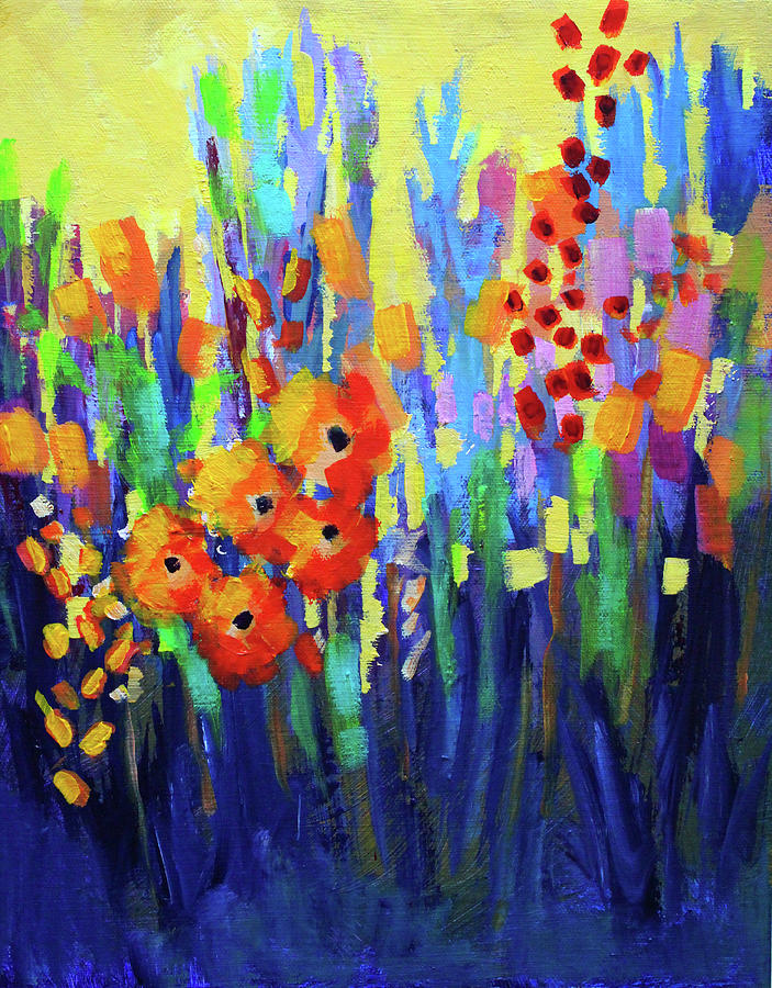 Summer Flower Garden Painting by Nancy Merkle