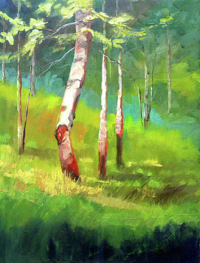 Tree Painting - Summer Forest by Nancy Merkle